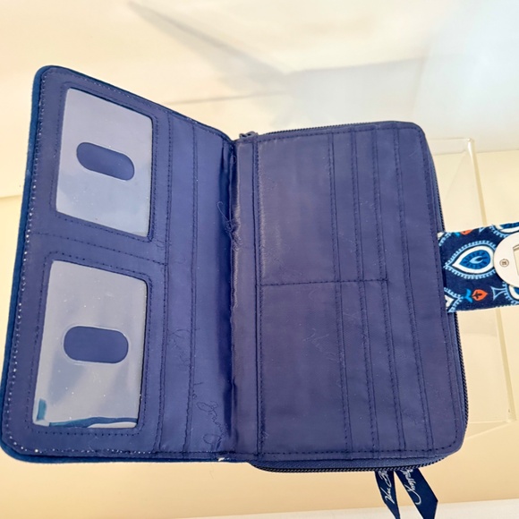 Vera Bradley Turnlock Wallet Cotton EUC Navy Blue print - Picture 4 of 6